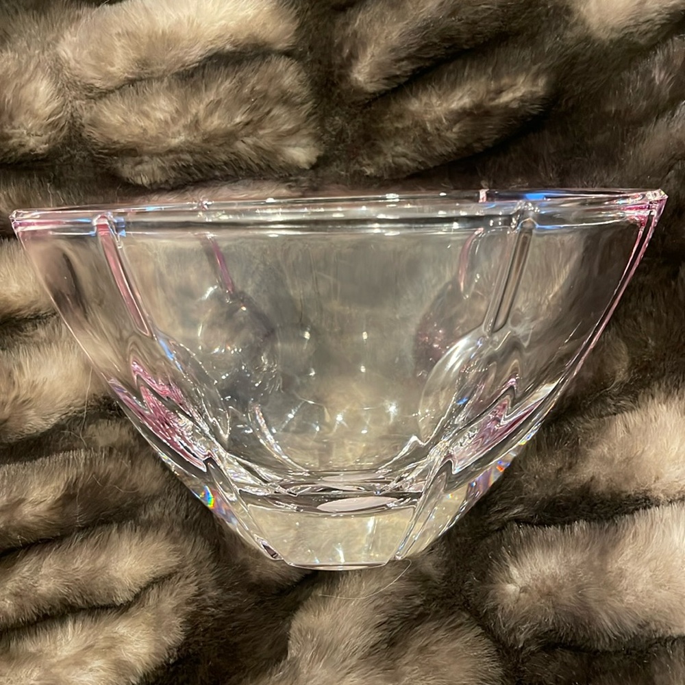 Vintage Lenox Pink Tint rim crystal candy dish bowl - “Gift of Knowledge"